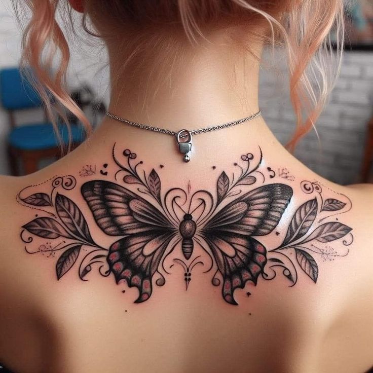 Gorgeous Back Tattoos for Women _ Elegant Back Butterfly Tattoo Ideas