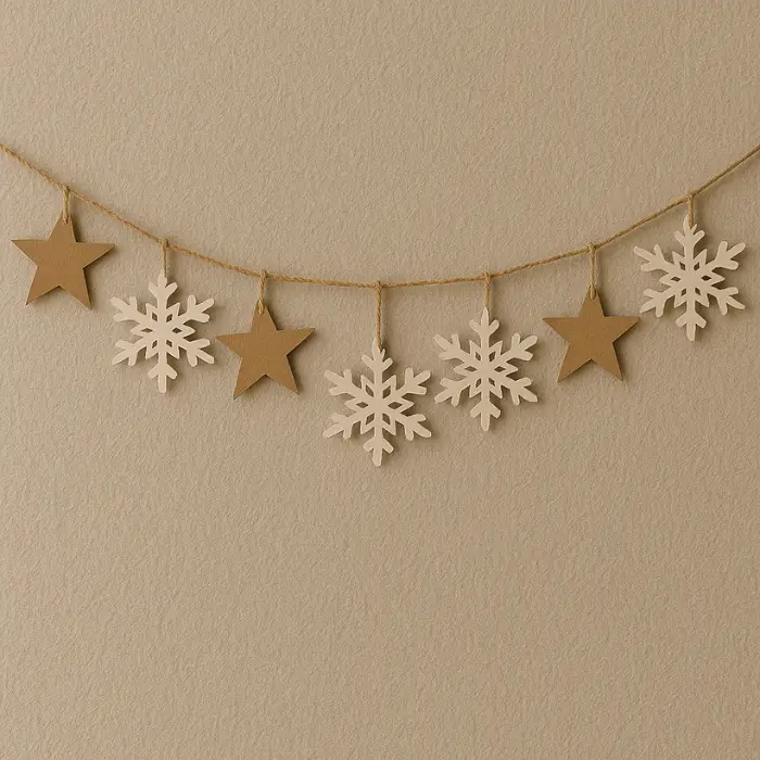 Handmade Christmas paper garland made from festive patterned paper.