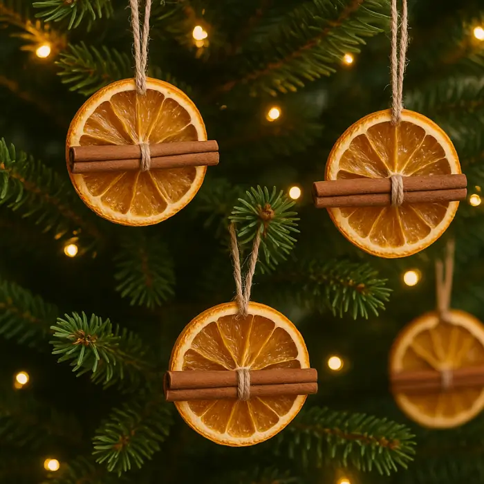 Natural dried orange and cinnamon Christmas crafts for decoration