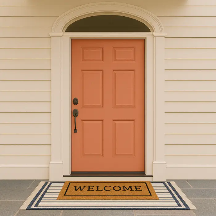 Stylish lighting fixtures enhancing outdoor front entrance design.