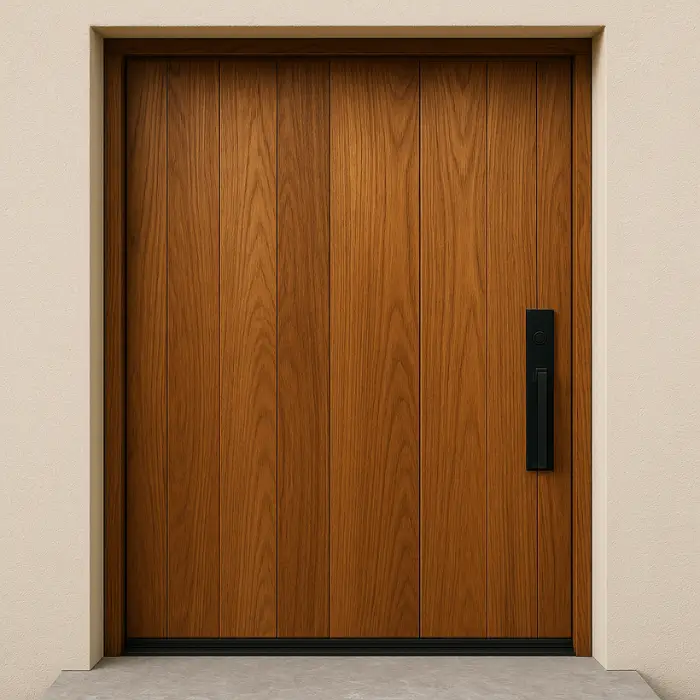 Contemporary wooden door design with sleek minimalist finish.