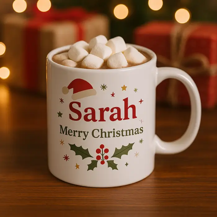Personalized Christmas mug gift for coworkers.