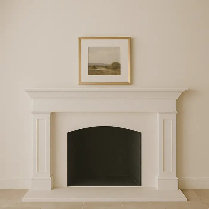 Simple modern fireplace décor with clean lines and neutral tones.