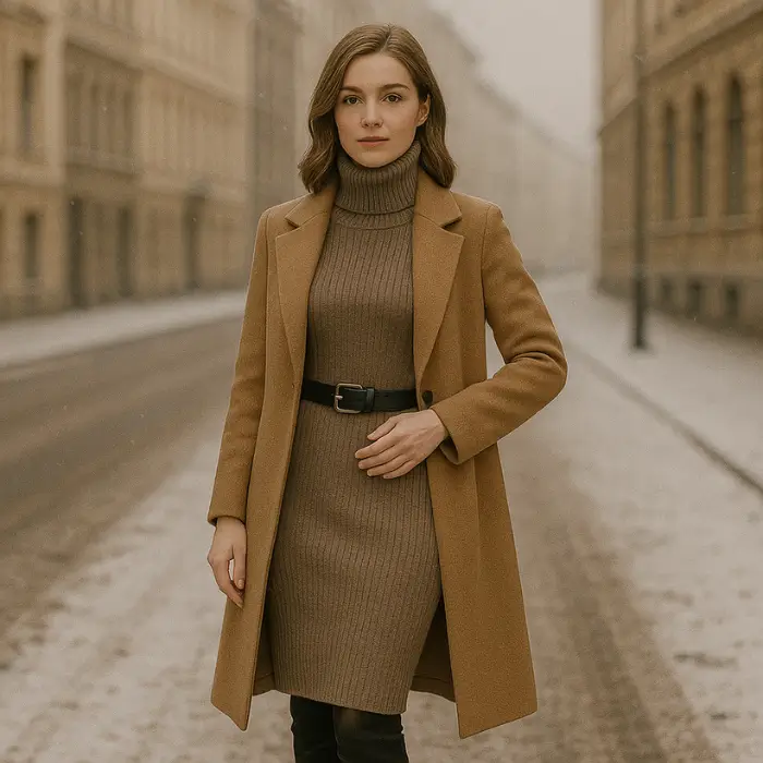 Turtleneck Dress with Knee-High Boots