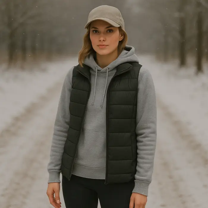 Quilted Vest over Hoodie
