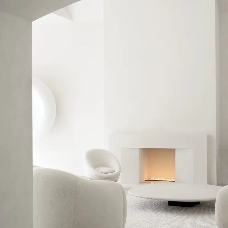 Minimalist Plaster Fireplace – Sculptural Simplicity