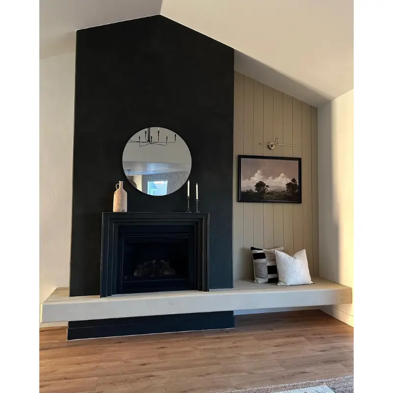 Modern Black Plaster Fireplace – Bold and Contemporary