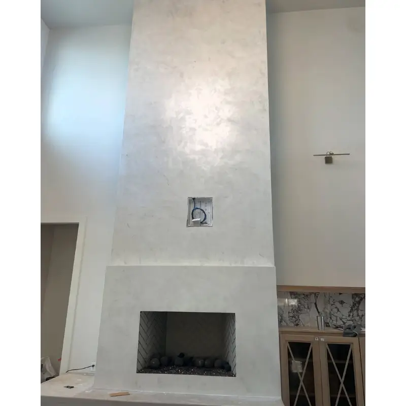 Venetian plaster fireplace