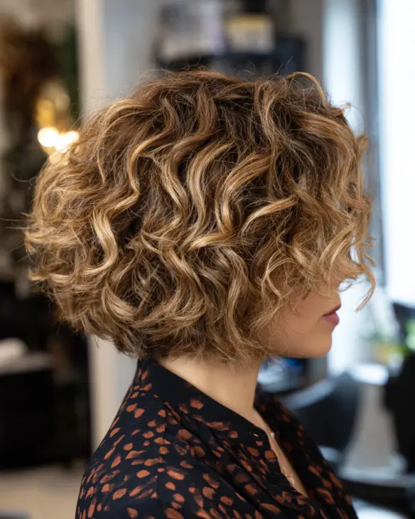 Blonde Ribbon Curly Bob