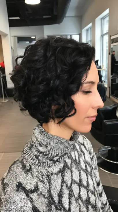 Curly Cropped Noir Bob
