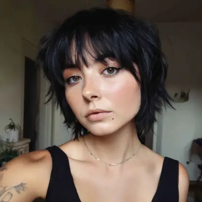 Inky Textured Shaggy Bob