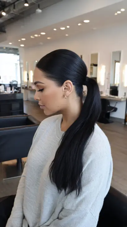 Polished Low Black Ponytail