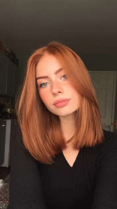 Straight Ginger Lob with Center Part