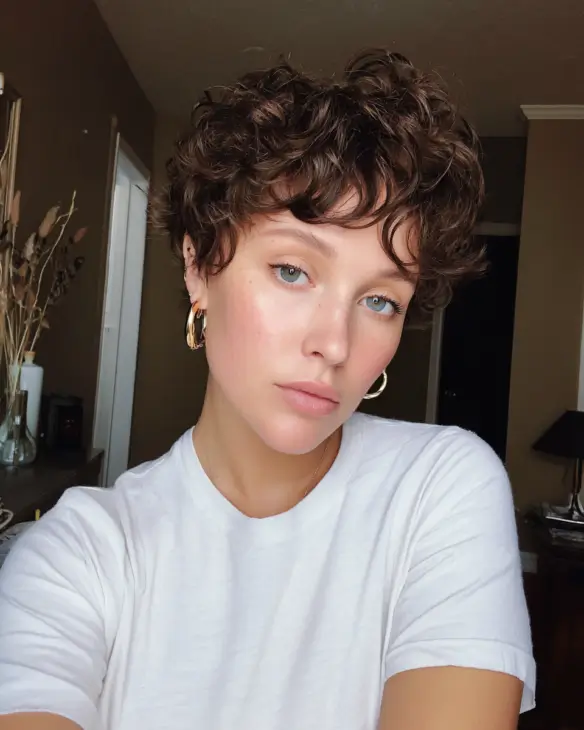 Textured Chocolate Curly Pixie