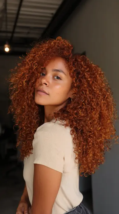 Voluminous Ginger Curly Mane